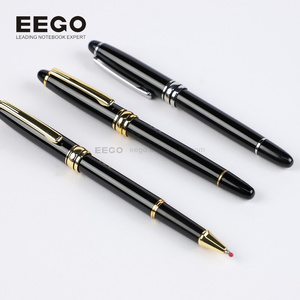 Luxury Business School Black Body Gold Silver Trim Personalized Logo Ball Pen Gift Set with Box