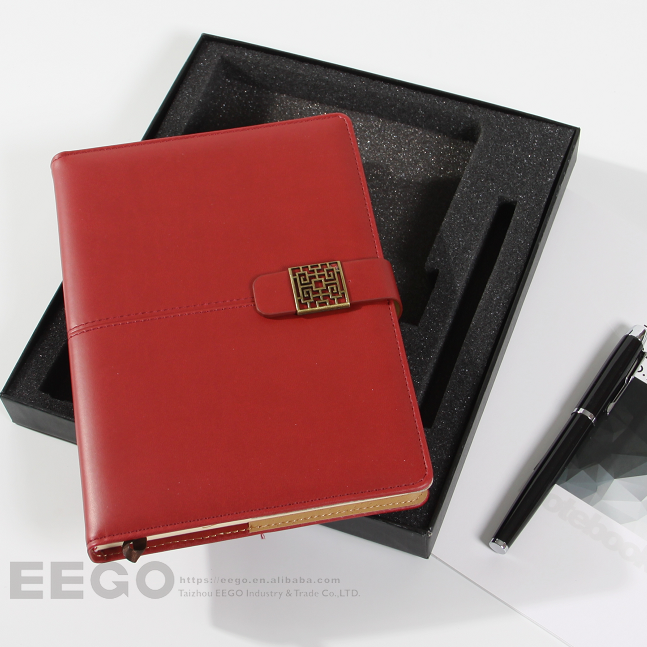 Executive office stationery corporate Gift  Custom logo A5 Leather Journal Notebook Set with pen