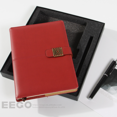 Executive office stationery corporate Gift  Custom logo A5 Leather Journal Notebook Set with pen