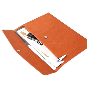 Custom A4 PU Leather Embossing Logo Presentation Folders Business Conference Portfolio Document Bag