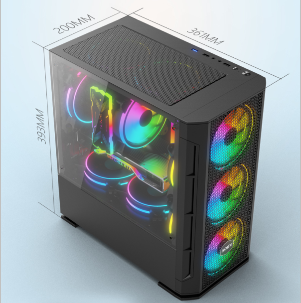 2022 New Product Full Tower Atx Pc Black Aluminium Case Computer Unique Tpu Tempered Glass Computer Cpu Case