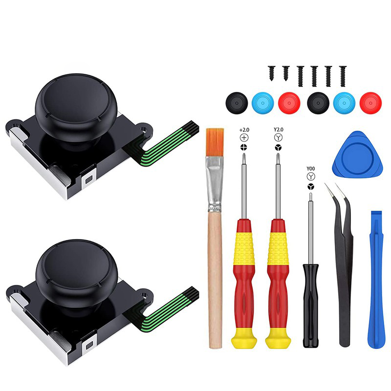 Switch Tweezer Metal Repair Tool Kit Left & Right Thumb Stick Thumbstick 3D Analog Joystick Set For NS Nintendo Switch Joy con