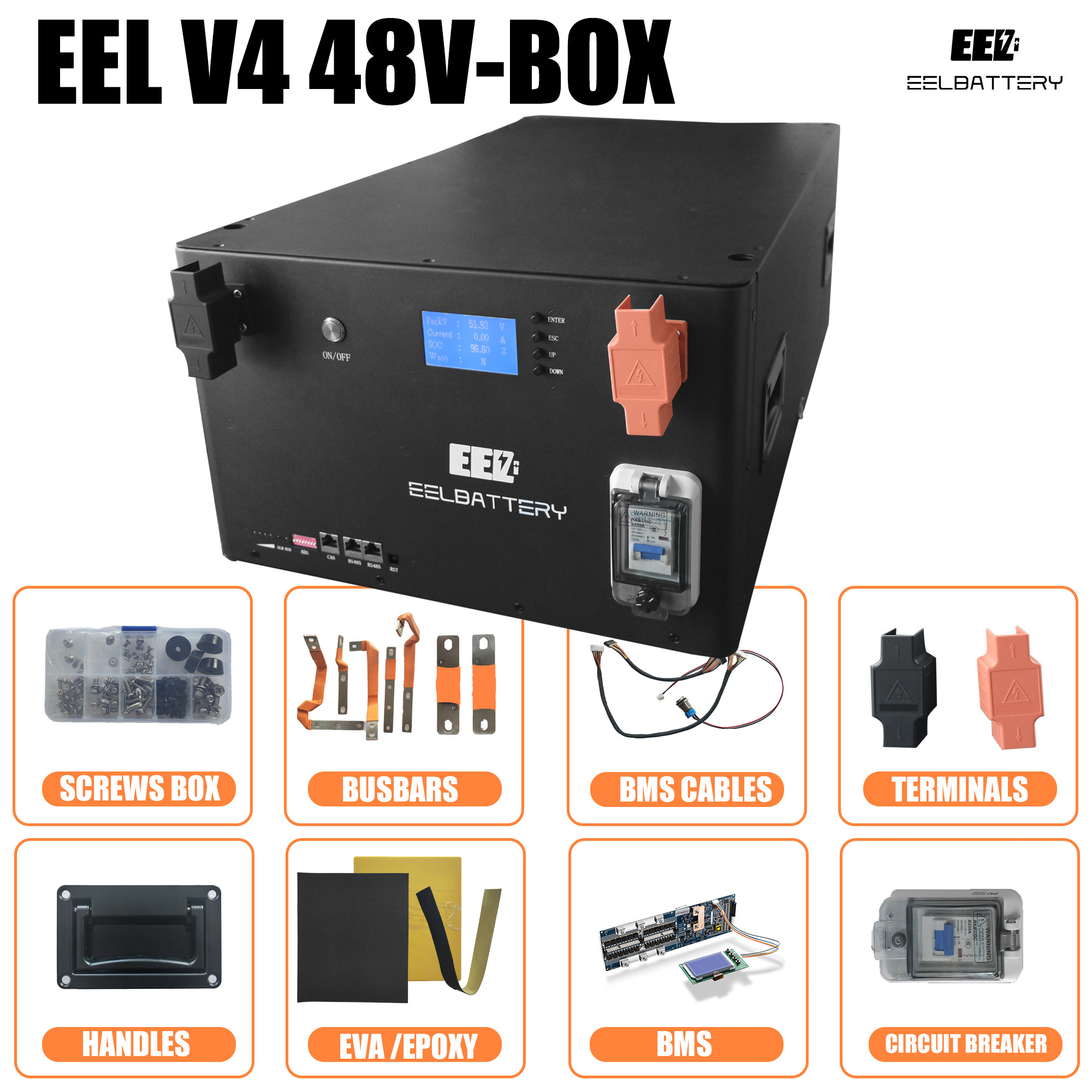 EEL V4 DIY Lifepo4 Battery Case 280Ah 16S Power Station Empty Metal Box Lithium Battery 3.2v For Lithium ion Batteries