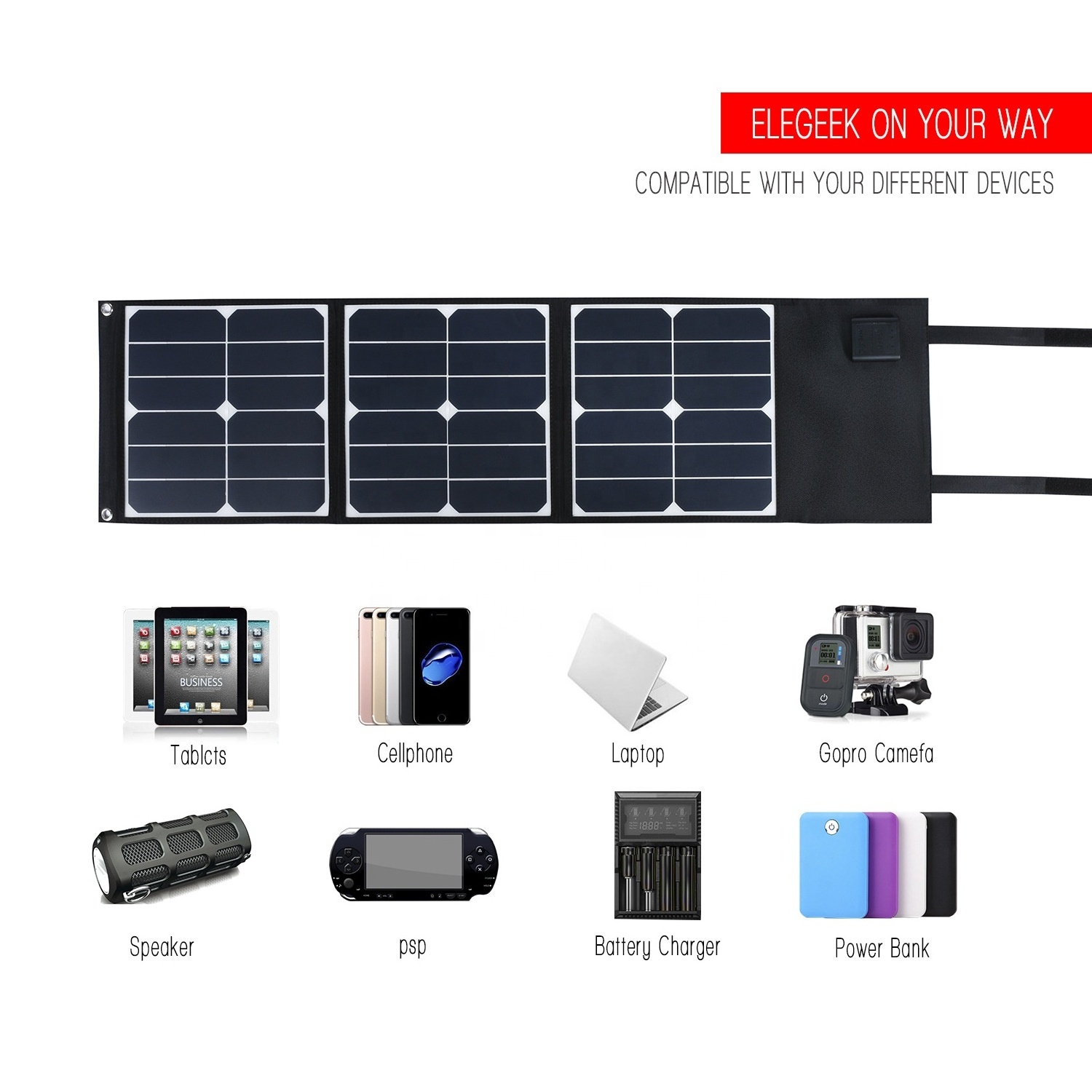 Highly efficiency foldable  solar panel charger Outdoor emergency Portable  solar panel trickle charger for cellphone camera