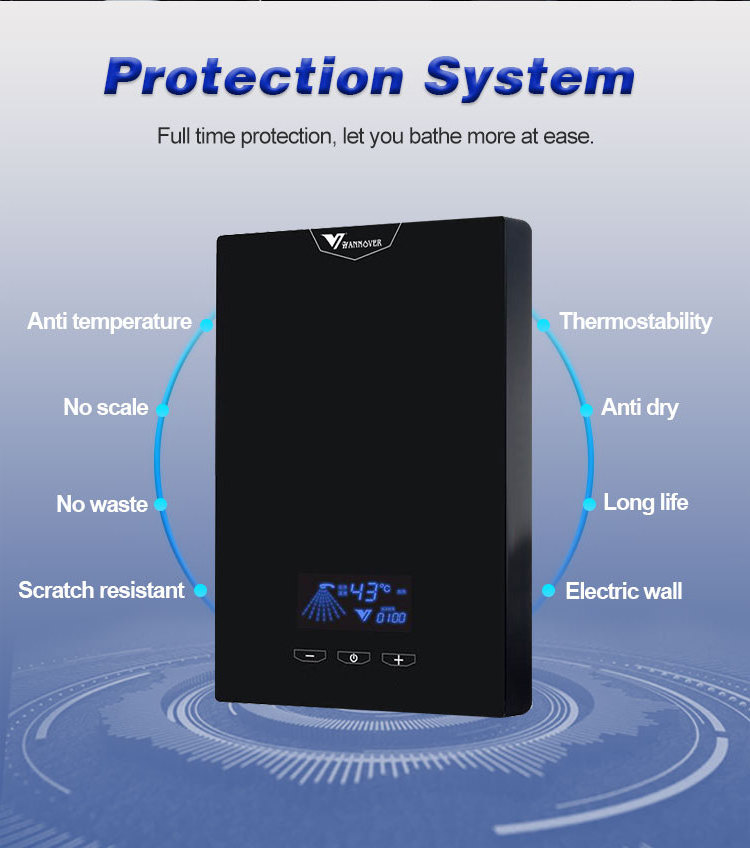 Hannover 6500W Most Popular Smart Control  Electric Boiler Water Heater Instant Shower Water Heater