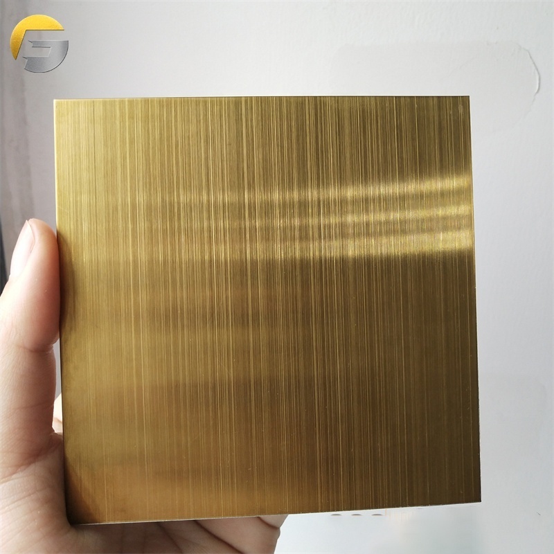 CL0203 201 304 Stainless Steel Gold Color Brushed Plated 316L Hairline Stainless Steel Gold