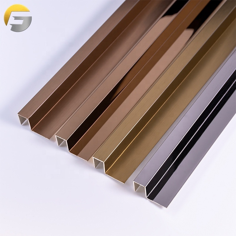 CL299 Decoration Mirror Polished Tile Profile PVD Stainless Steel Tile Trim Strip For Tile Corner Metal External Corner Trim