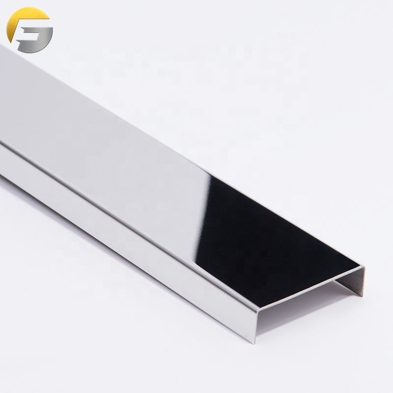 CL277 SS304 Gold Pvd Tile Trim Stainless Steel Edging Trim U shaped Decorative Strip Metal U Channel Profiles