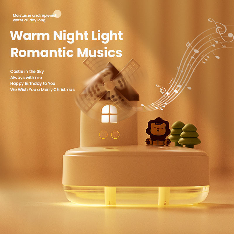 New Winter Night Light Portable Music Box Humidifier Rotating 650ml Capacity Essential Oil Humidifier Diffuser