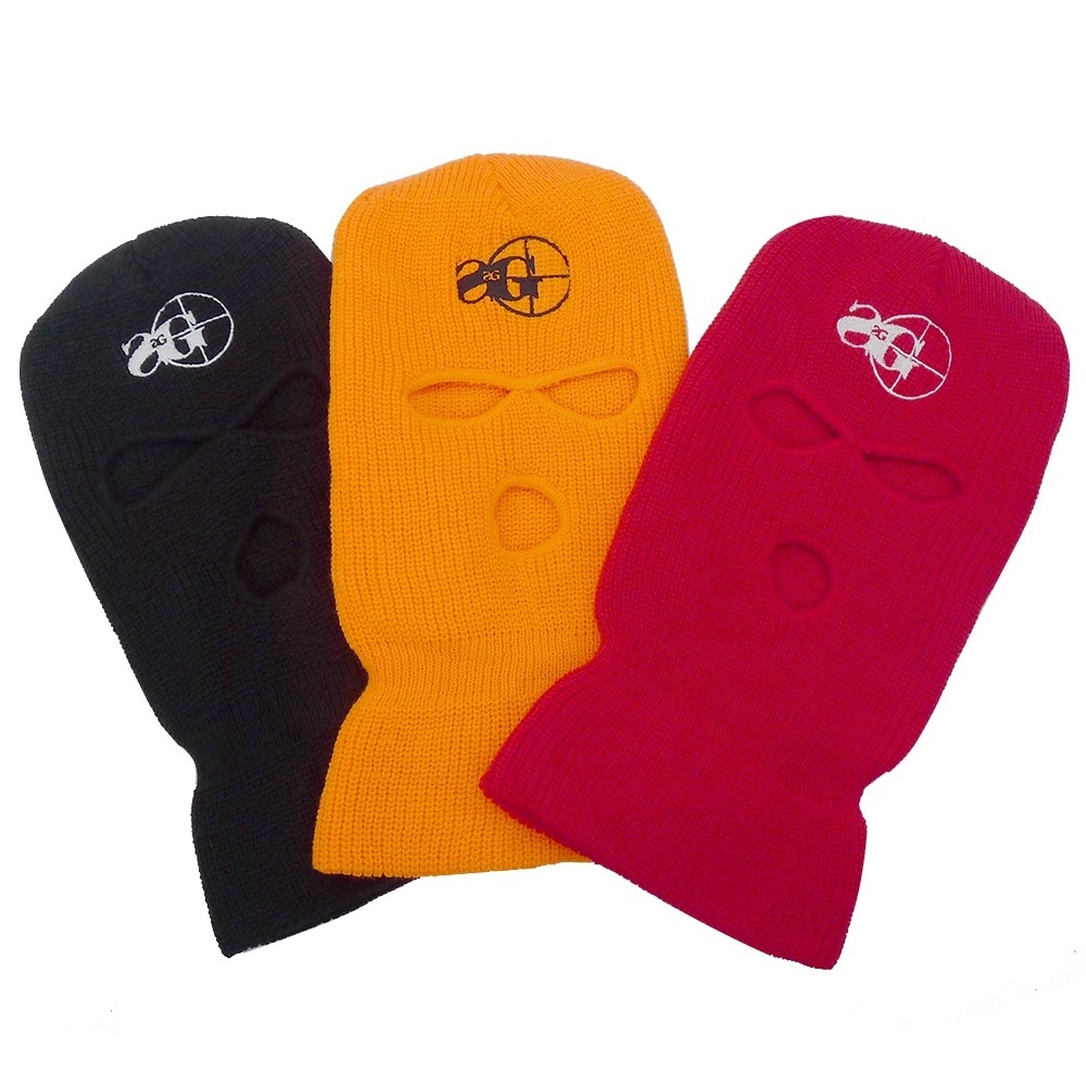 Wholesale ski maskss custom logo balaclava knitted ski mask 3 hole skimask with sniper gang logo