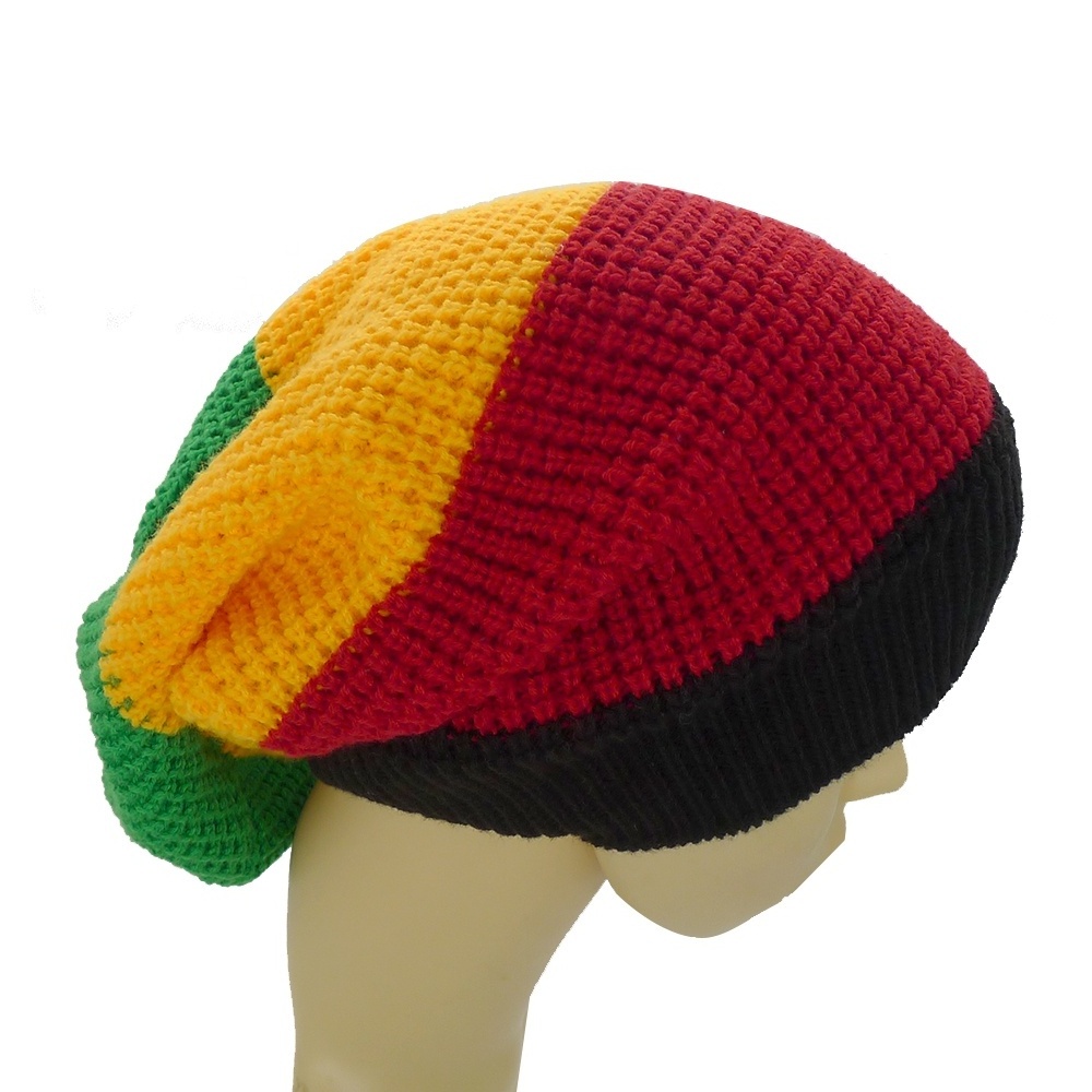 Wholesale Jumbo Rasta Hat Jamaican Reggae Cap Slouchy Dreadlocks Hat Jamaica Striped Beanie Hats for Dreadlocks