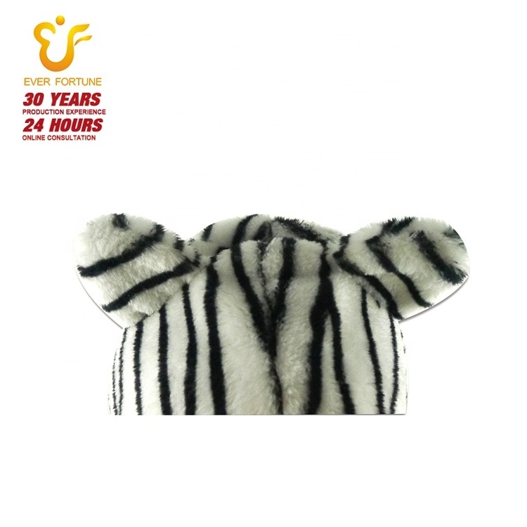 Furry faxu fur animal hooded scarf hat glove set, tiger pattern fluffy winter hat, funny plush animal hat scarf and paws mittens