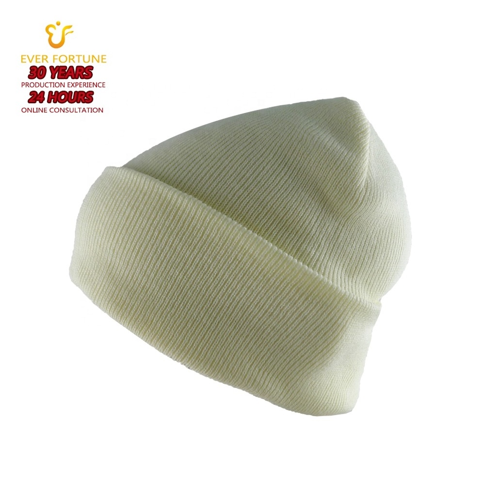 Hot selling men women winter knitted ribbed beanie acrylic ski hat custom cuffed tuque toque solid color bonnet adults kids