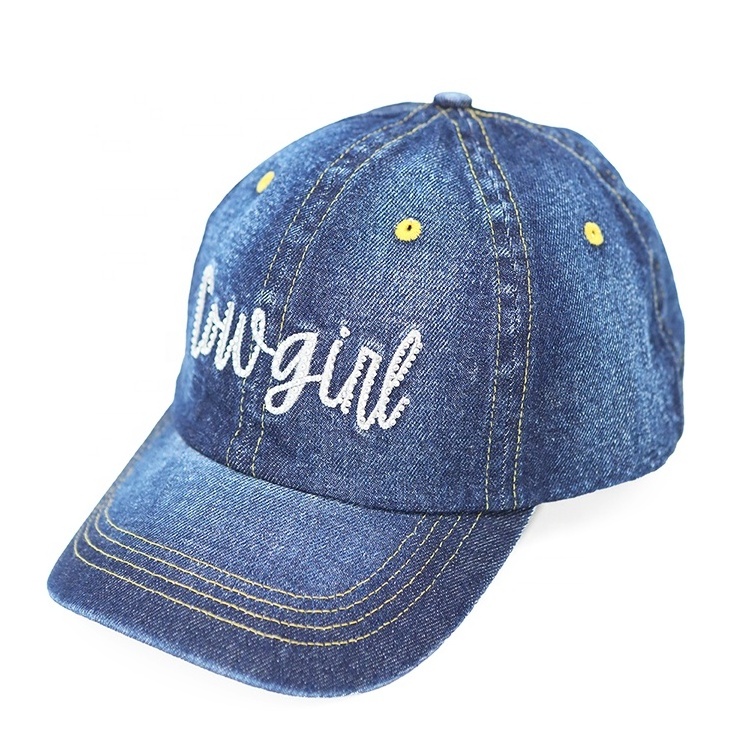 Wholesale Custom Embroidery Logo Denim Dad Hat Men And Women Sports Caps Washed Customized Baseball Cap For Cowgirl Cowboy