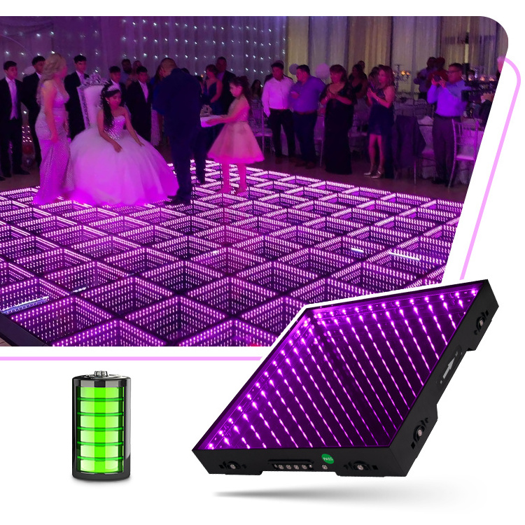 outdoor wedding party light up tiles magnetic glass 12+ hours of  battery runtime panel led 3d dance floor