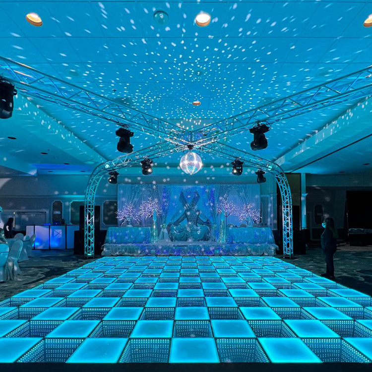 outdoor wedding party light up tiles magnetic glass 12+ hours of  battery runtime panel led 3d dance floor