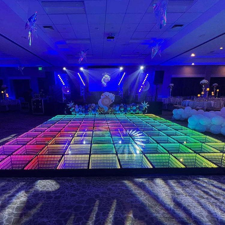 outdoor wedding party light up tiles magnetic glass more than 12 hours of  battery runtime panel led 3d dance floor