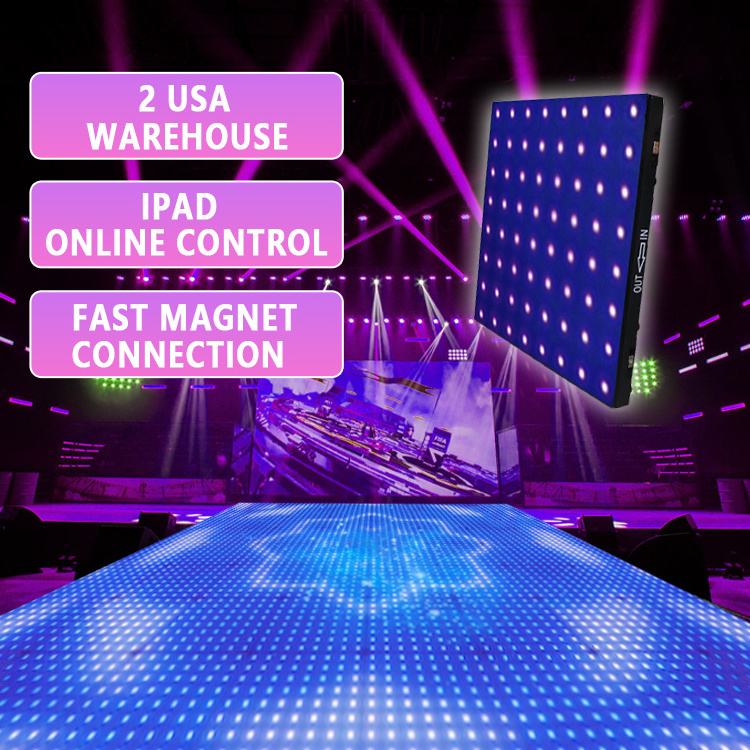 diy portable dj lighting disco digital led rgb pixel video wall p8 screen dance floor panel price for sale