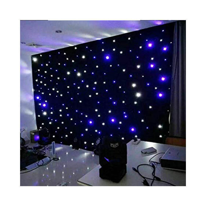 Backdrop Starlit LED Wedding Cloth Stage Lights Blue and White LED Star Curtain for Church