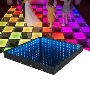 TOPFLASHSTAR Lighted Wireless Glass Magnetic Infinity Mirror Panel 3D Effect LED Dance Floor for Wedding Party