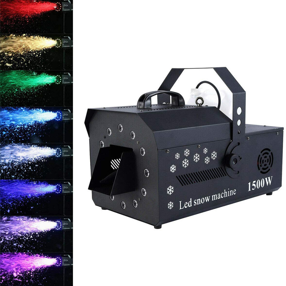 Snow Machine With Lamp 1500W LED RGB Wireless Remote Snowflake Effect Maker For Party Xmas Artificial Snow Making Machine