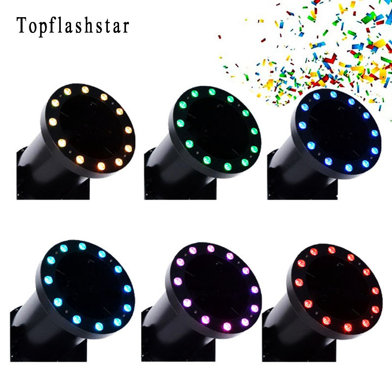 Wholesale RGB LED 1200W DMX Electric Remote Control Party Confetti Cannon Machine Wedding Confetti Jet Colorful Paper Cannons