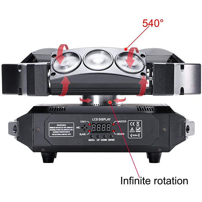 9 Head Spider 9*10W RGBW 4 IN 1 LED Sharpy Beam Moving Head Lighting for Dj Disco Night Club Party Stage Light