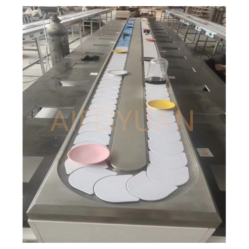 Factory price sushi rotary bar food delivery train restaurant conveyor belt table machine for sale