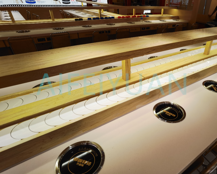 Automatic classic kaiten sushi belt conveyor system sushi machine with crescents