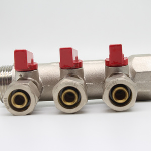 Brass Ball Valve Compression Manifold With Connector For Underfloor Heating System Water Supply