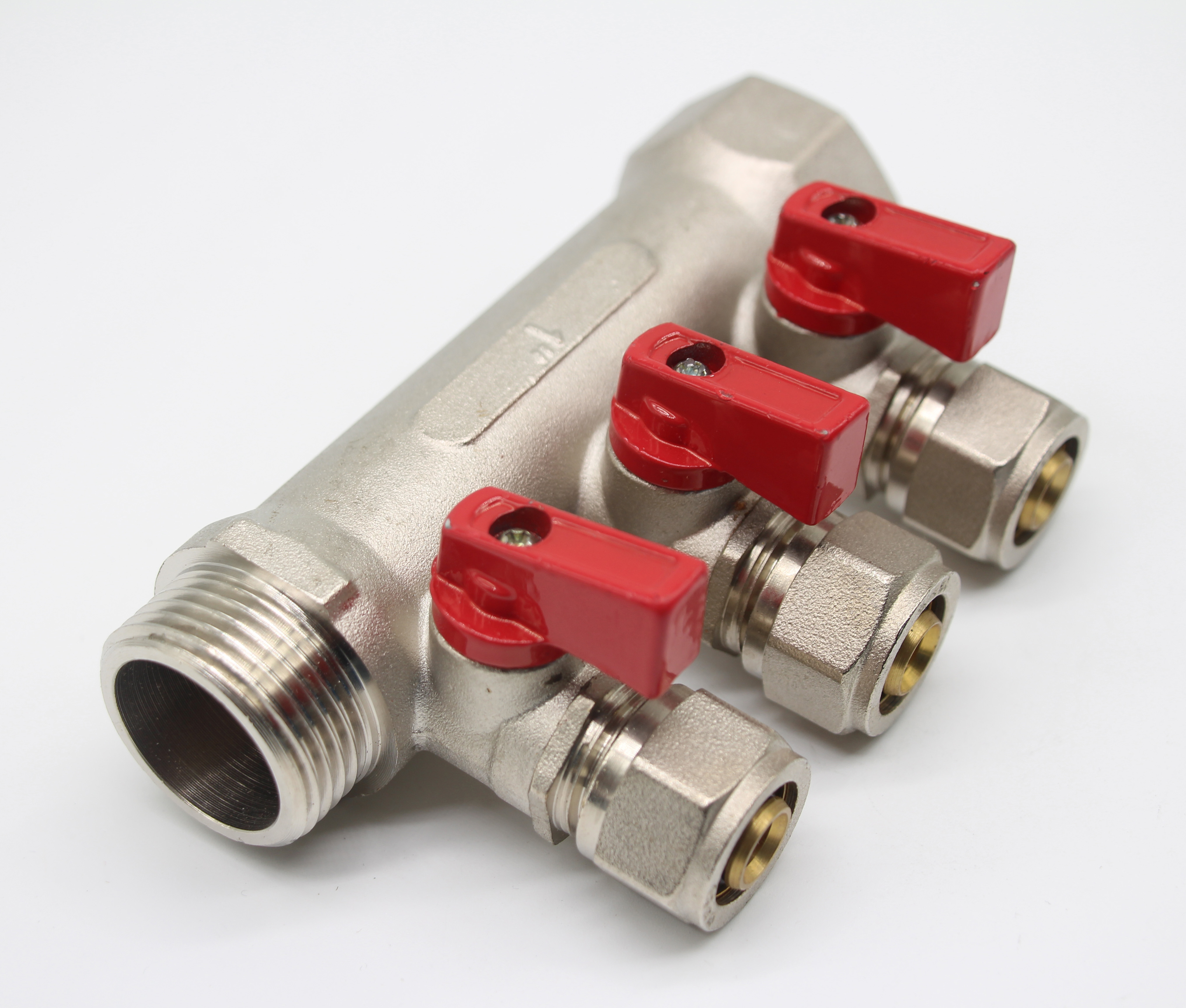 Brass Ball Valve Compression Manifold With Connector For Underfloor Heating System Water Supply