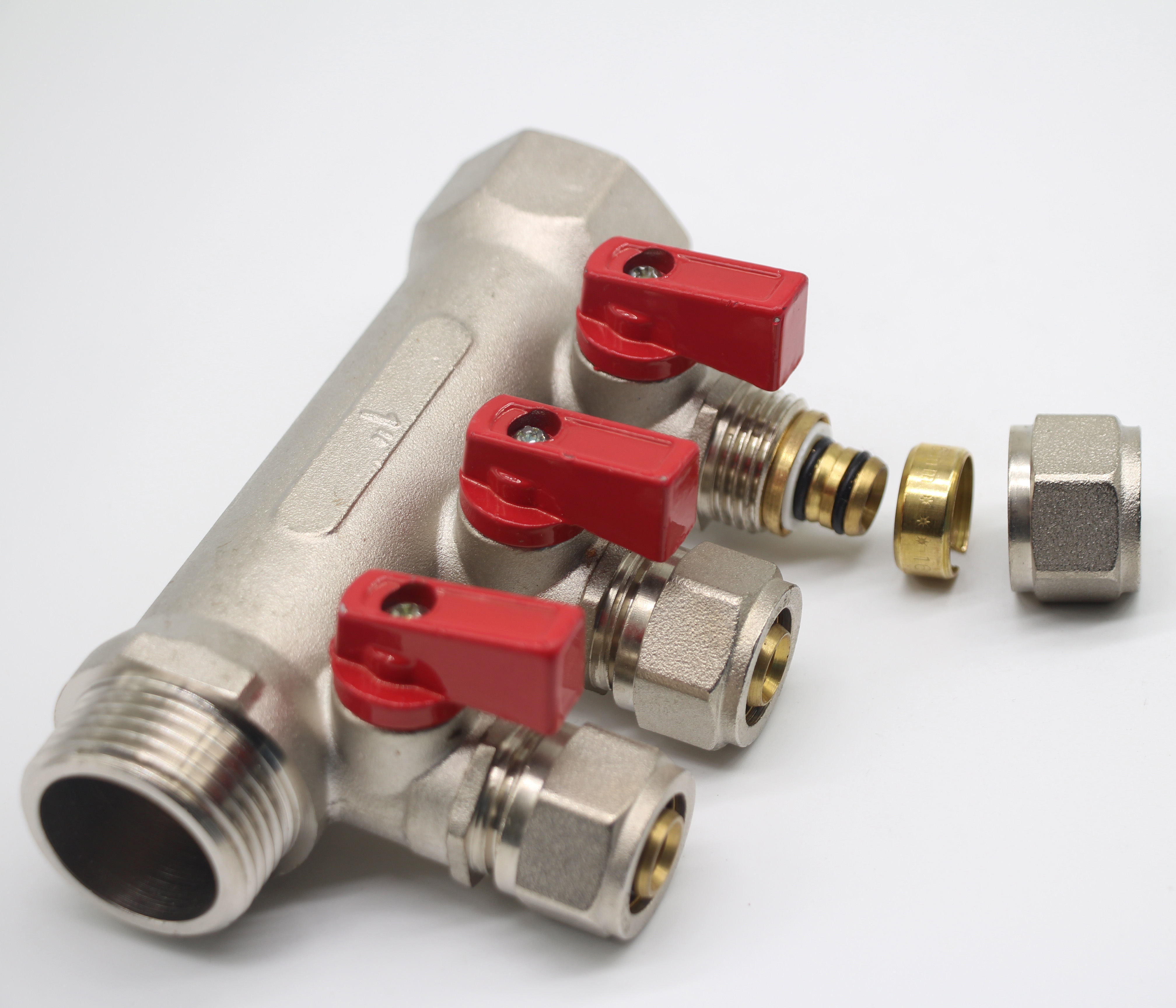 Brass Ball Valve Compression Manifold With Connector For Underfloor Heating System Water Supply