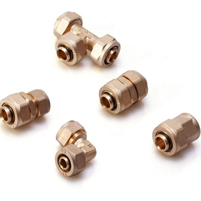 China factory pex plastic pipes joint with copper press compression fittings for plumbing system