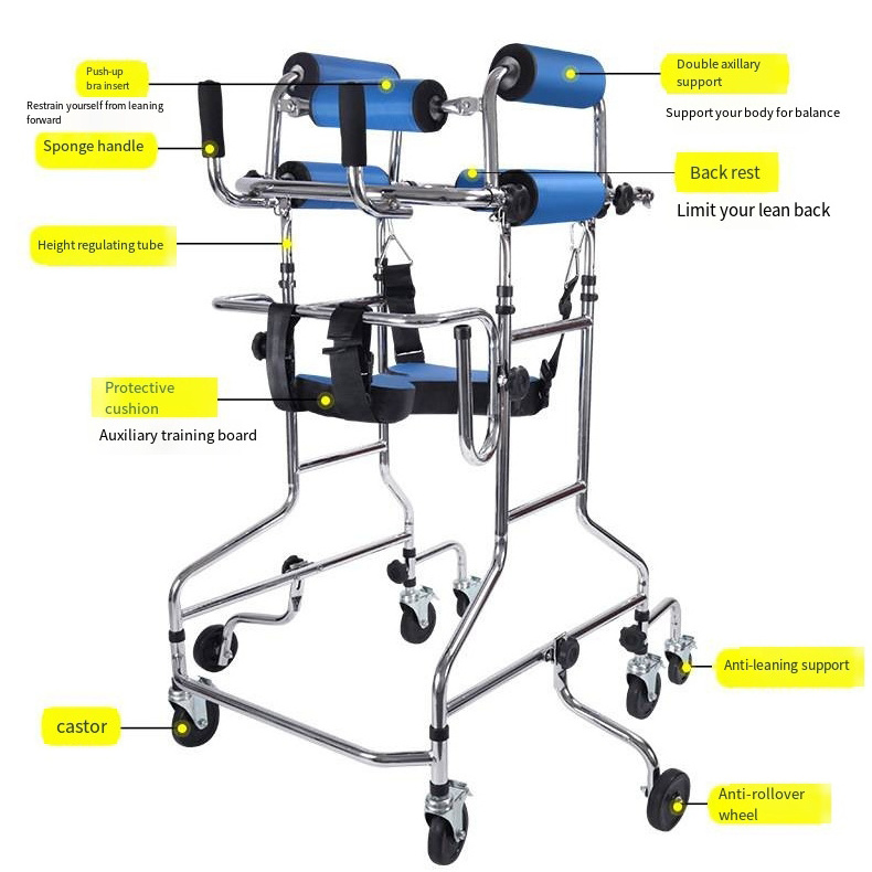 Foldable standing walker for adult Standing frame wheeled hemiplegia patient lower limb rehabilitation training