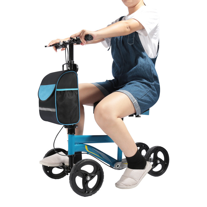 Manufacturer  Light Weight Steerable Knee Scooter With Basket Foldable 4-legs Knee Walker For Disable People Mobility Aids