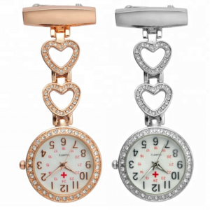 New Doctor Nurse Warm Sweet Heart Quartz Fob Brooch Pocket Watch with Clip