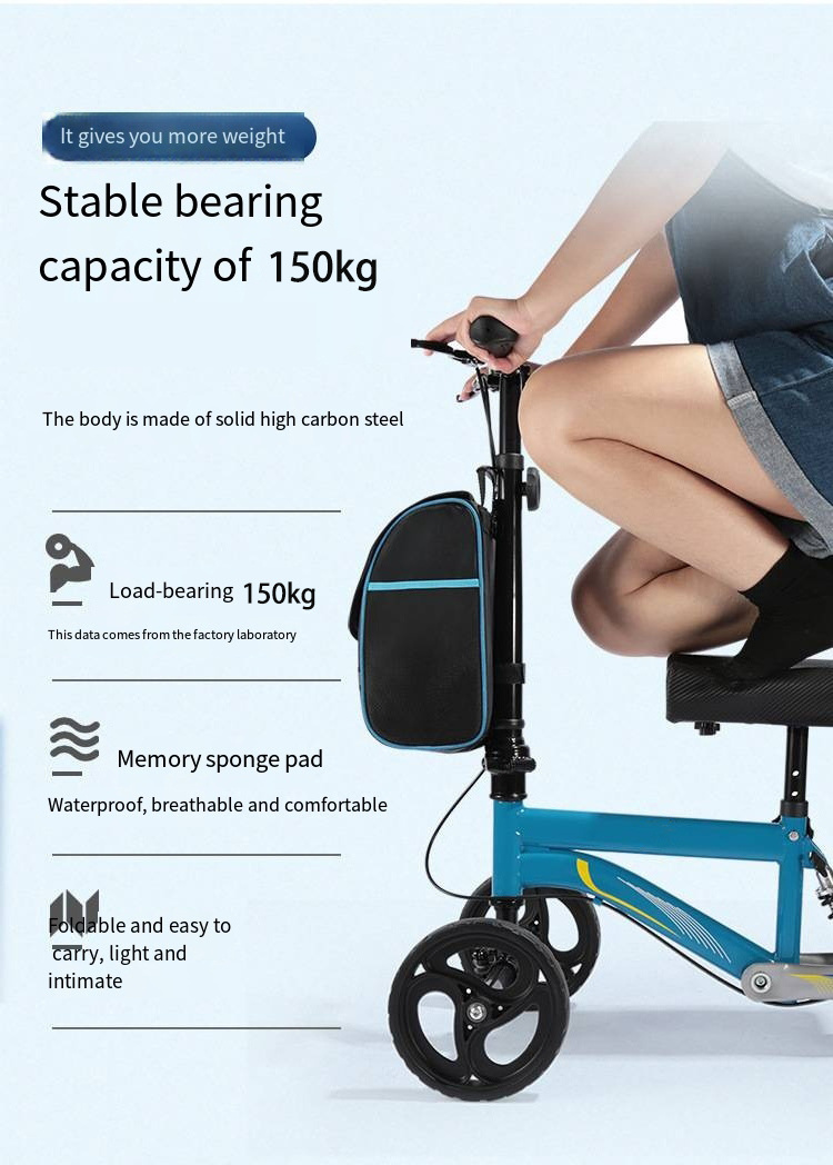 Manufacturer  Light Weight Steerable Knee Scooter With Basket Foldable 4-legs Knee Walker For Disable People Mobility Aids