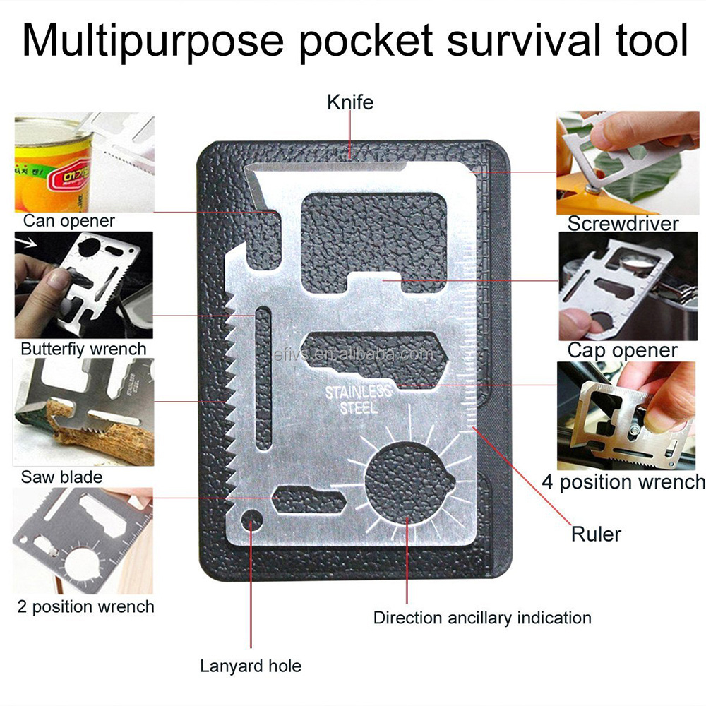 Outdoor 6 in 1 survival kit,Emergency camping gear kit with Multi-function tool Campass Fire starter Flashlight