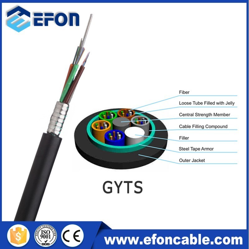 Communication Cables Outdoor fibra Armored GYTS 24 48 Core Fiber Optic Cable 96 wire 144F for Direct Buried Optical Cable