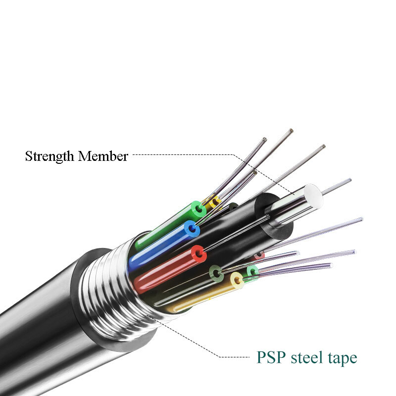 Communication Cables Outdoor fibra Armored GYTS 24 48 Core Fiber Optic Cable 96 wire 144F for Direct Buried Optical Cable