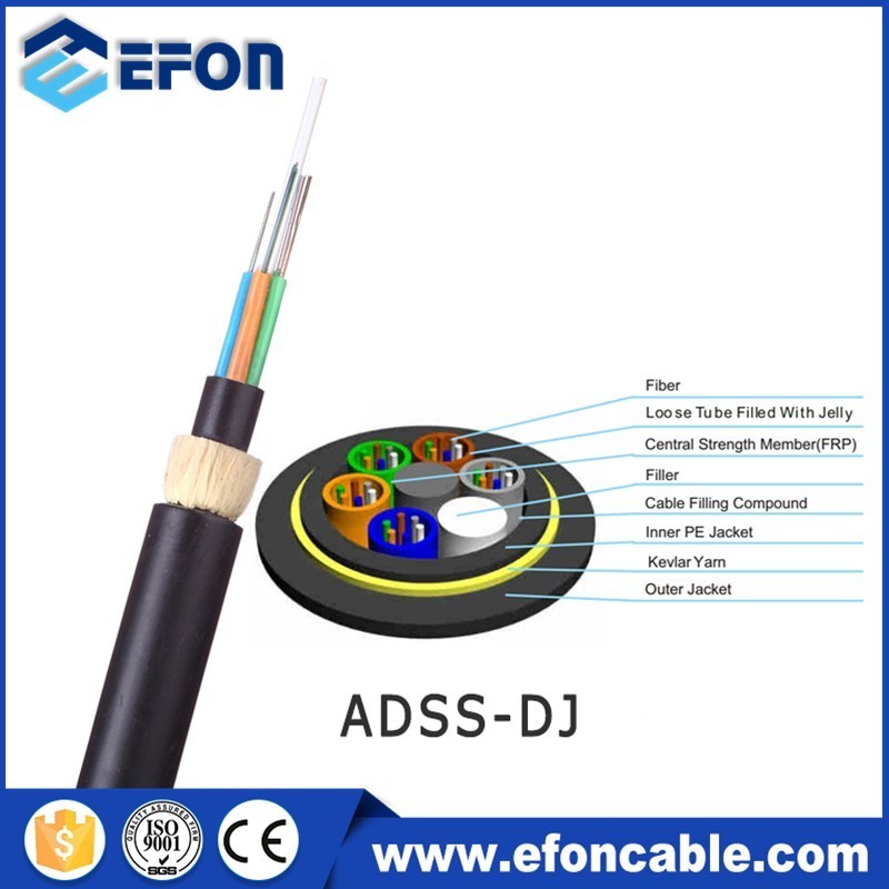 Aerial ADSS 24/48 core Telecom Communication Cable 24 core 96 core Fiber Optic Cable