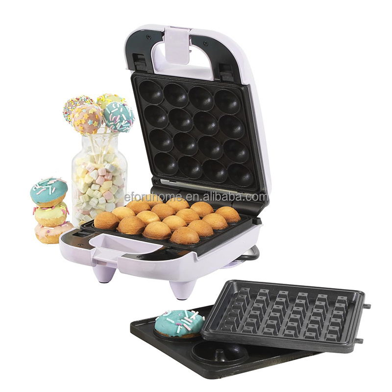 EFORU 3 in 1 breakfast machine detachable plate waffle maker compact donuts machine maker