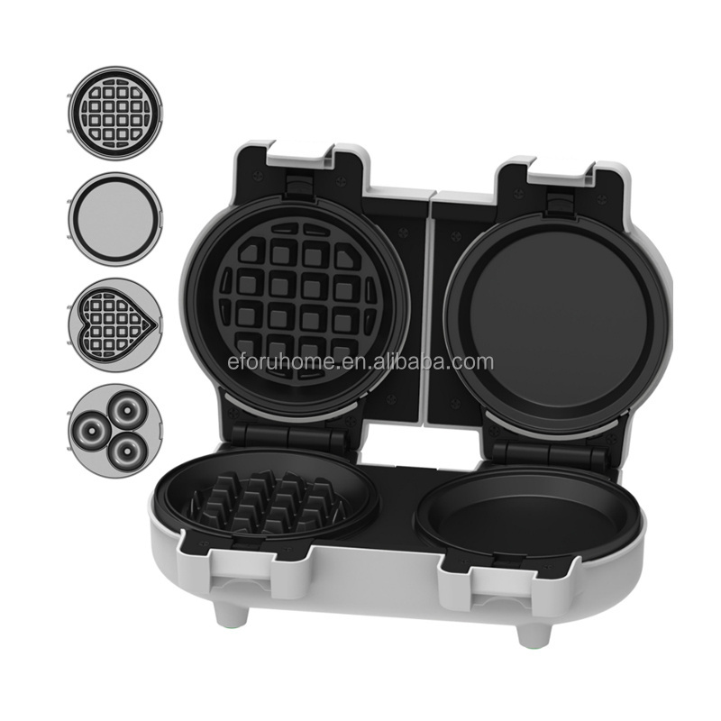 EFORU 3 in 1 breakfast machine detachable plate waffle maker compact donuts machine maker