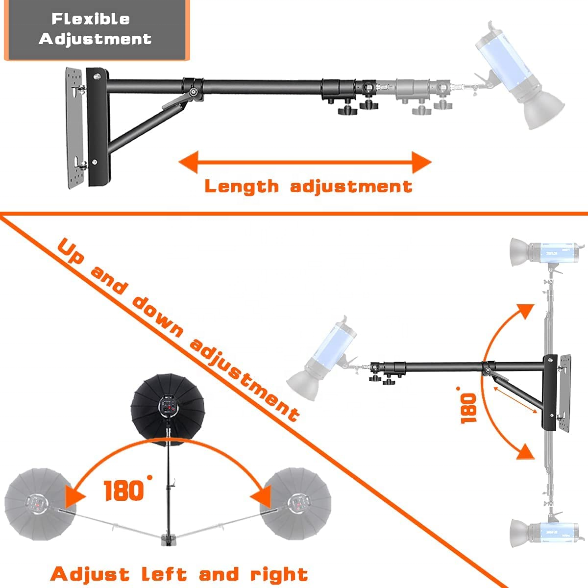 130 cm Triangle Wall Mounting Boom Arm With Triangle Base For Studio Video Strobe Flash Softbox Umbrella