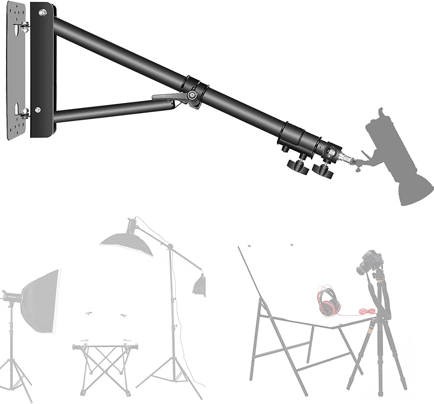 130 cm Triangle Wall Mounting Boom Arm With Triangle Base For Studio Video Strobe Flash Softbox Umbrella