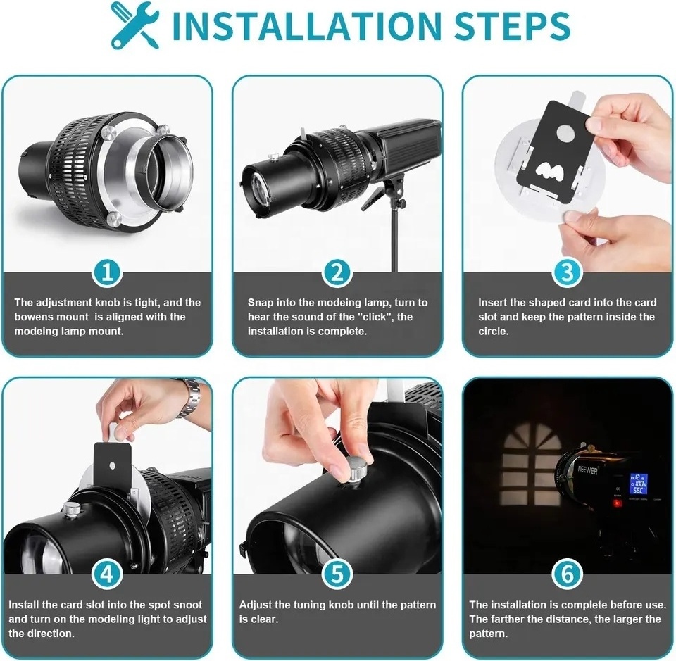 Aluminium Studio Conical Spot Snoot with Bowens Mount Optical Focalize Condenser Flash Concentrator for Spotlight Light