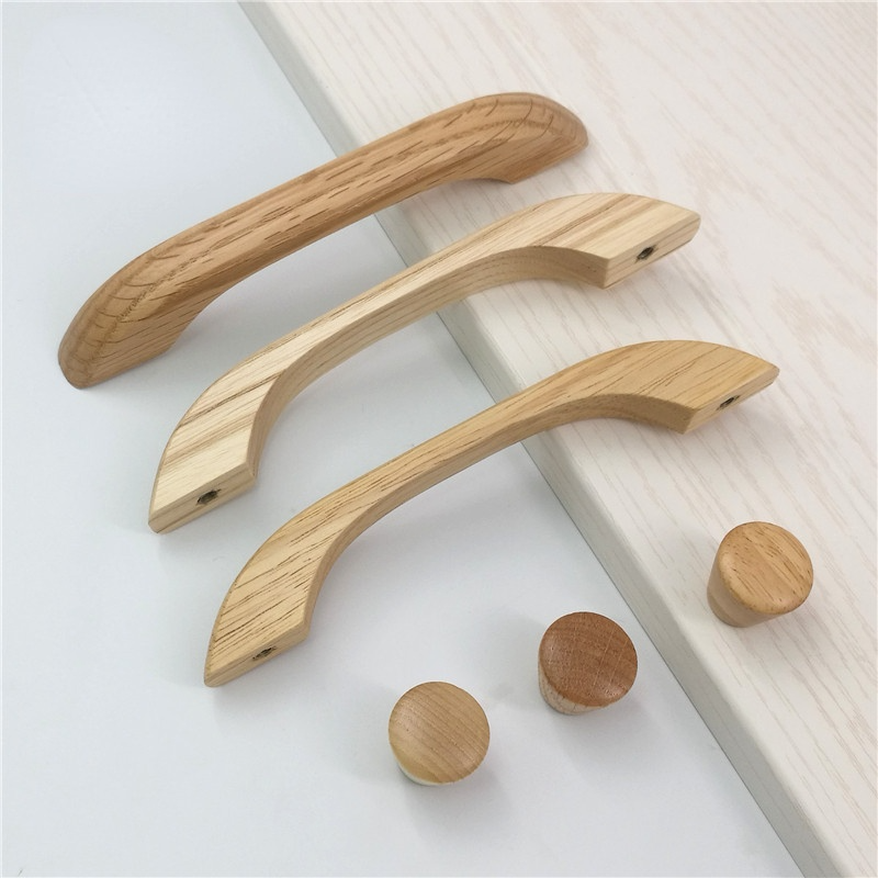 Unique Design Cabinet Knob White Wood Round Drawer Pull in Circular / Oval/Square/ Rectangle shape Furniture Handle