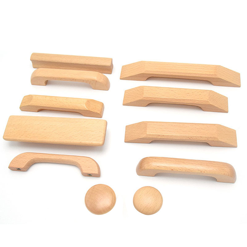 Furniture Natural Wood Walnut Wooden Cabinet Drawer Wardrobe Knobs Door Pull Kitchen Long Handle