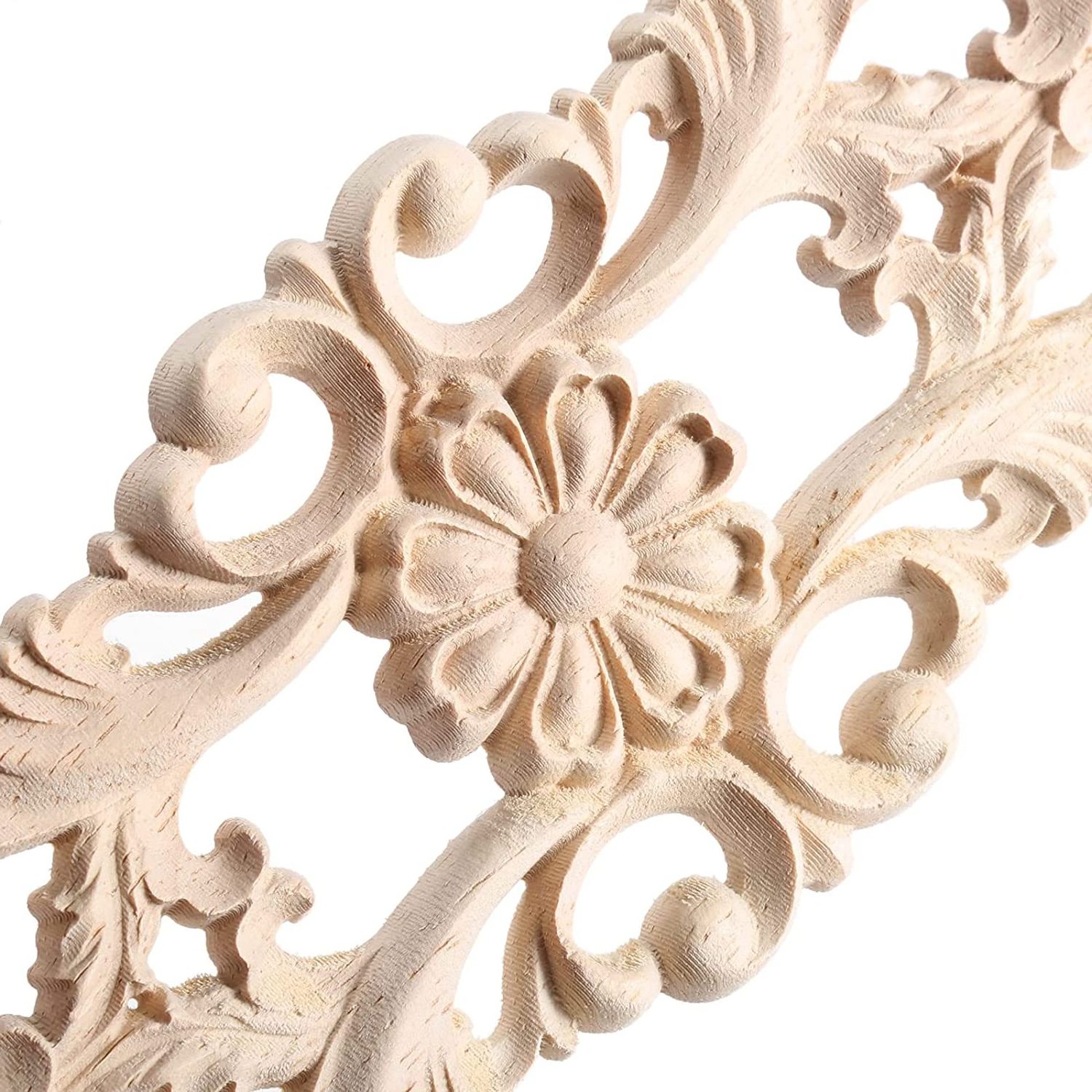 Decoration Carving Decal Unpainted Flower wood curving wall decor  Furniture Corner Frame Wooden Ribbon