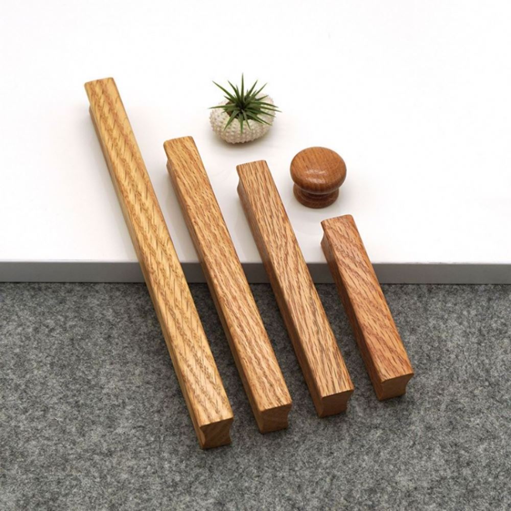 Furniture Natural Wood Walnut Wooden Cabinet Drawer Wardrobe Knobs Door Pull Kitchen Long Handle